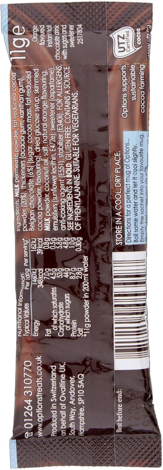 Options Orange Hot Chocolate Sachet (Pack of 30 x 11 g) - Chocolate Gifts Heaven