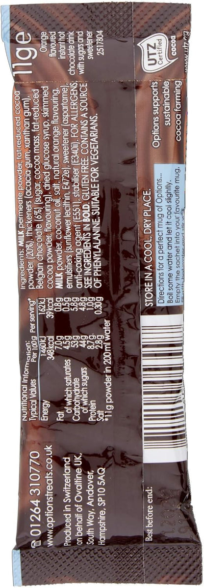 Options Orange Hot Chocolate Sachet (Pack of 30 x 11 g) - Chocolate Gifts Heaven