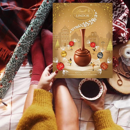 Assorted Lindt Chocolates Advent Calendar 2025 - Luxury Golden 24 Days Christmas Countdown
