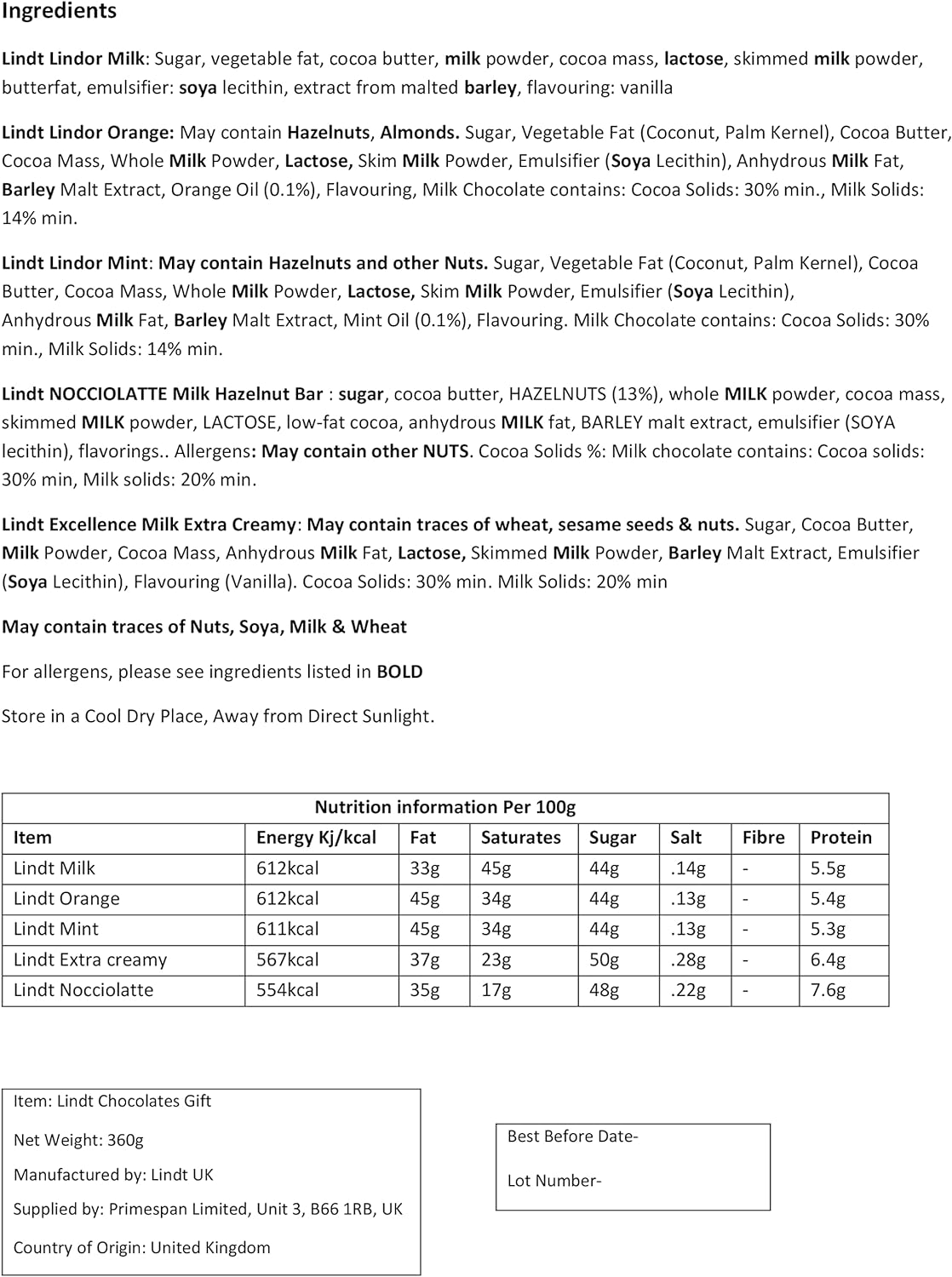 Lindt Chocolate Gift Box - Chocolate Gifts Heaven