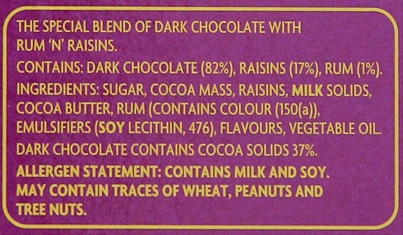 Candy Cadbury Old Gold Jamaica Rum and Raisin Dark Chocolate, 180g - Chocolate Gifts Heaven