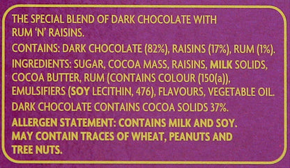 Candy Cadbury Old Gold Jamaica Rum and Raisin Dark Chocolate, 180g - Chocolate Gifts Heaven