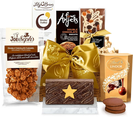 Regency Hampers Luxury Chocolate Gift Set - Chocolate Lover Hamper with Gourmet Popcorn, Double Cocoa Biscuits, Swiss Praline Truffles - Artisanal Confectionery Gifts for all