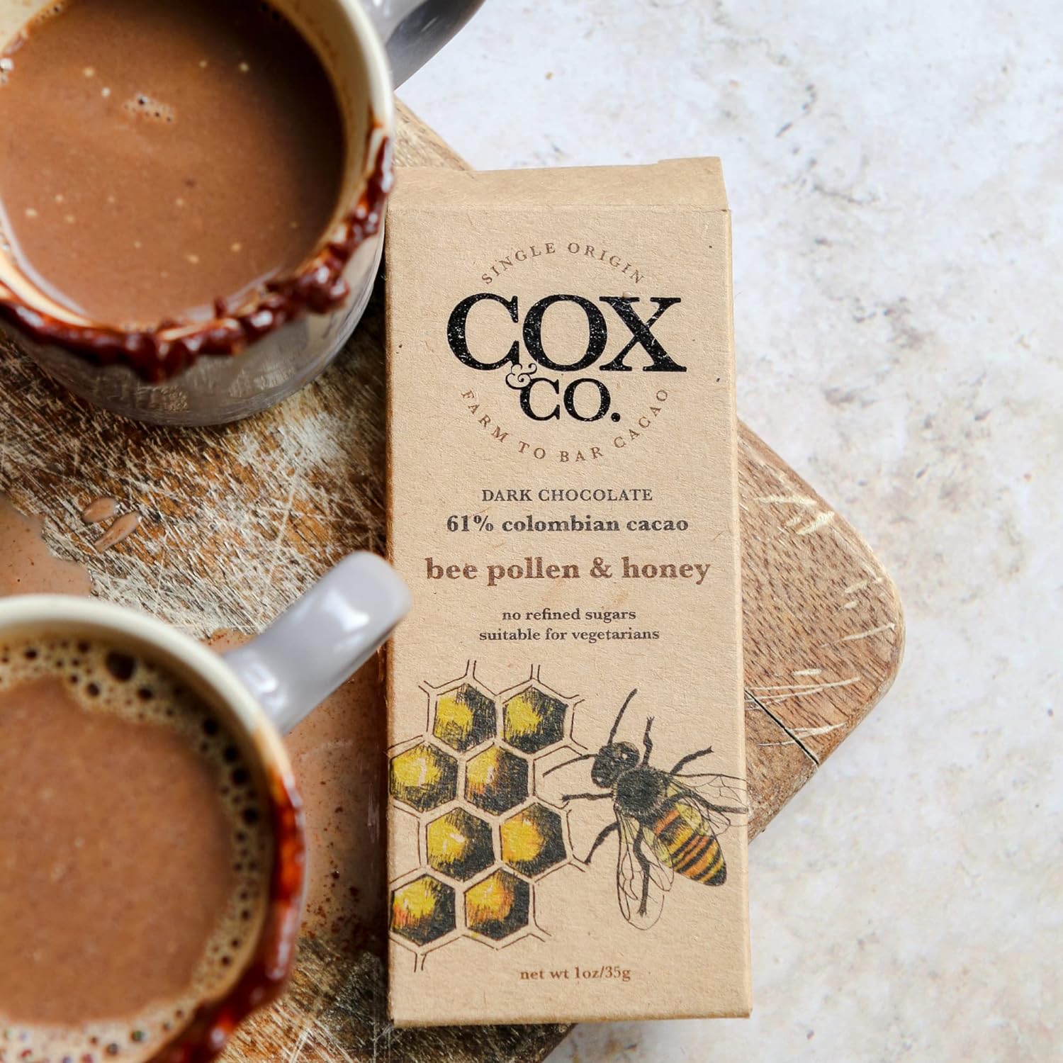 Cox&Co. Bee Pollen and Honey Dark Chocolate Bar - 3 x 70g Large Bars - Chocolate Gifts Heaven