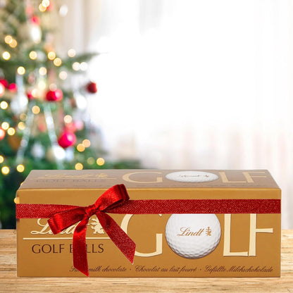 Lindt Chocolates Golf Balls for Mens Gifts - Smooth Hazelnut Filling Golf Balls 110g Chocolates Gift Box with Topline Tree Ornament. Great Christmas Gifts for Women, Stocking Fillers or Birthday Gifts