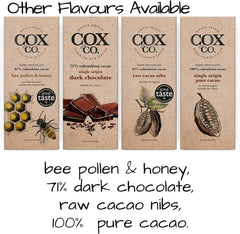 Cox&Co. Bee Pollen and Honey Dark Chocolate Bar - 3 x 70g Large Bars