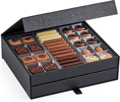 Classic Cabinet 600G - Assorted Selection of 61 Milk, White, and Dark Chocolates - Premium Gift Box - Chocolate Gifts Heaven