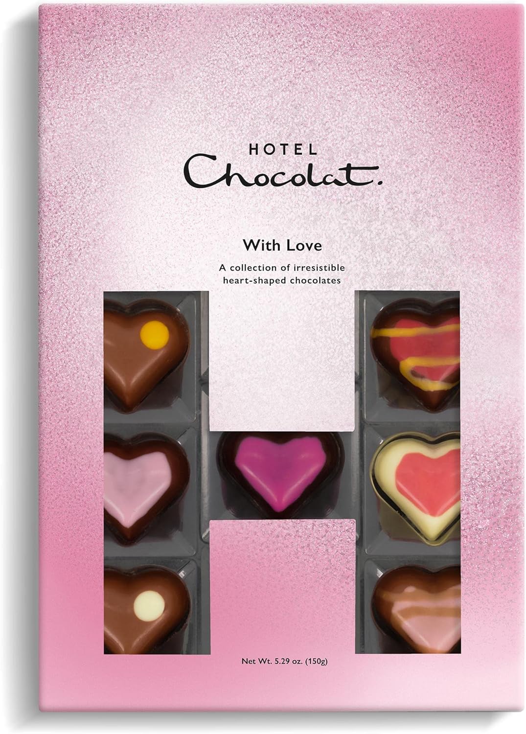 Hotel Chocolat - With Love H-Box - 14 Milk, White and Dark Filled Chocolates - Valentine's Day Chocolate Gifts