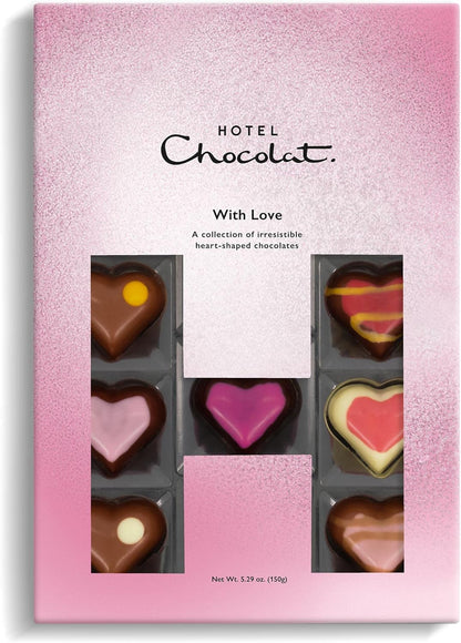 Hotel Chocolat - With Love H-Box - 14 Milk, White and Dark Filled Chocolates - Valentine's Day Chocolate Gifts