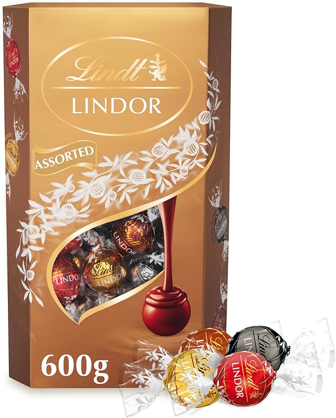 Lindt Lindor Assorted Chocolate Truffles – 600g Box (Approx. 48 Balls) – Smooth Filling – Valentine, Christmas, Gift, Birthday, Congratulations, Sharing Treat
