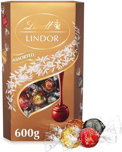 Lindt Lindor Assorted Chocolate Truffles – 600g Box (Approx. 48 Balls) – Smooth Filling – Valentine, Christmas, Gift, Birthday, Congratulations, Sharing Treat