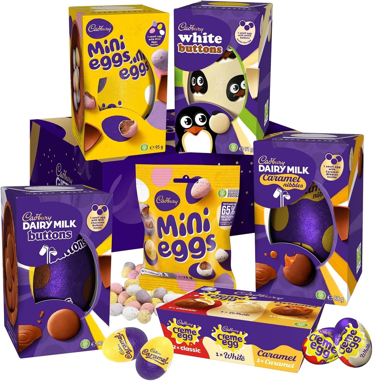 Cadbury Family Easter Egg Chocolate Gift Box - Assortment of Easter Eggs, Mini Eggs and Cadbury Creme Eggs.