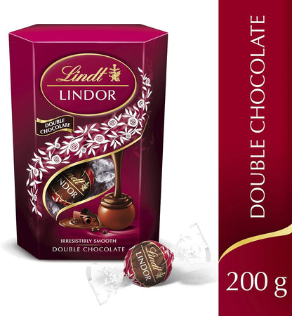 Lindt Lindor Double Chocolate Truffles Box - Approx 16 balls - Chocolate Gifts Heaven
