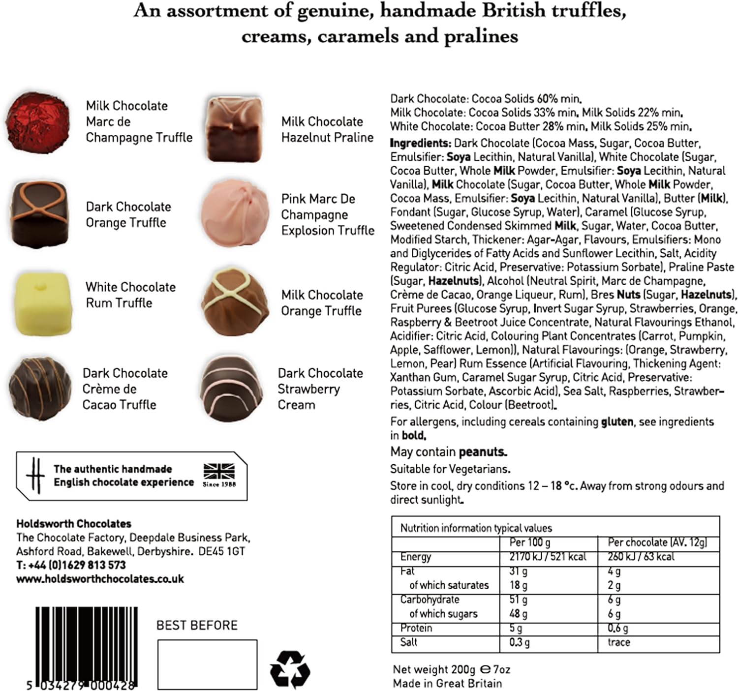 Holdsworth Chocolates Union Jack Collection Box of Handmade Truffles - Chocolate Gifts Heaven