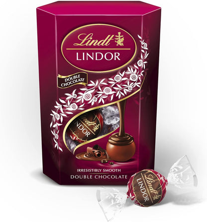 Lindt Lindor Double Chocolate Truffles Box - Approx 16 balls - Chocolate Gifts Heaven