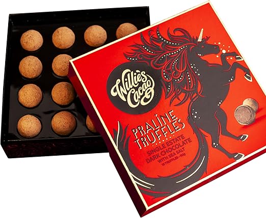 Willie's Cacao - Chocolate Truffle Gift Box - Dark chocolate praline truffles with Cornsish sea salt