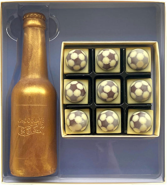 Choc on Choc Chocolate Beer Bottle & Footballs Gift Box