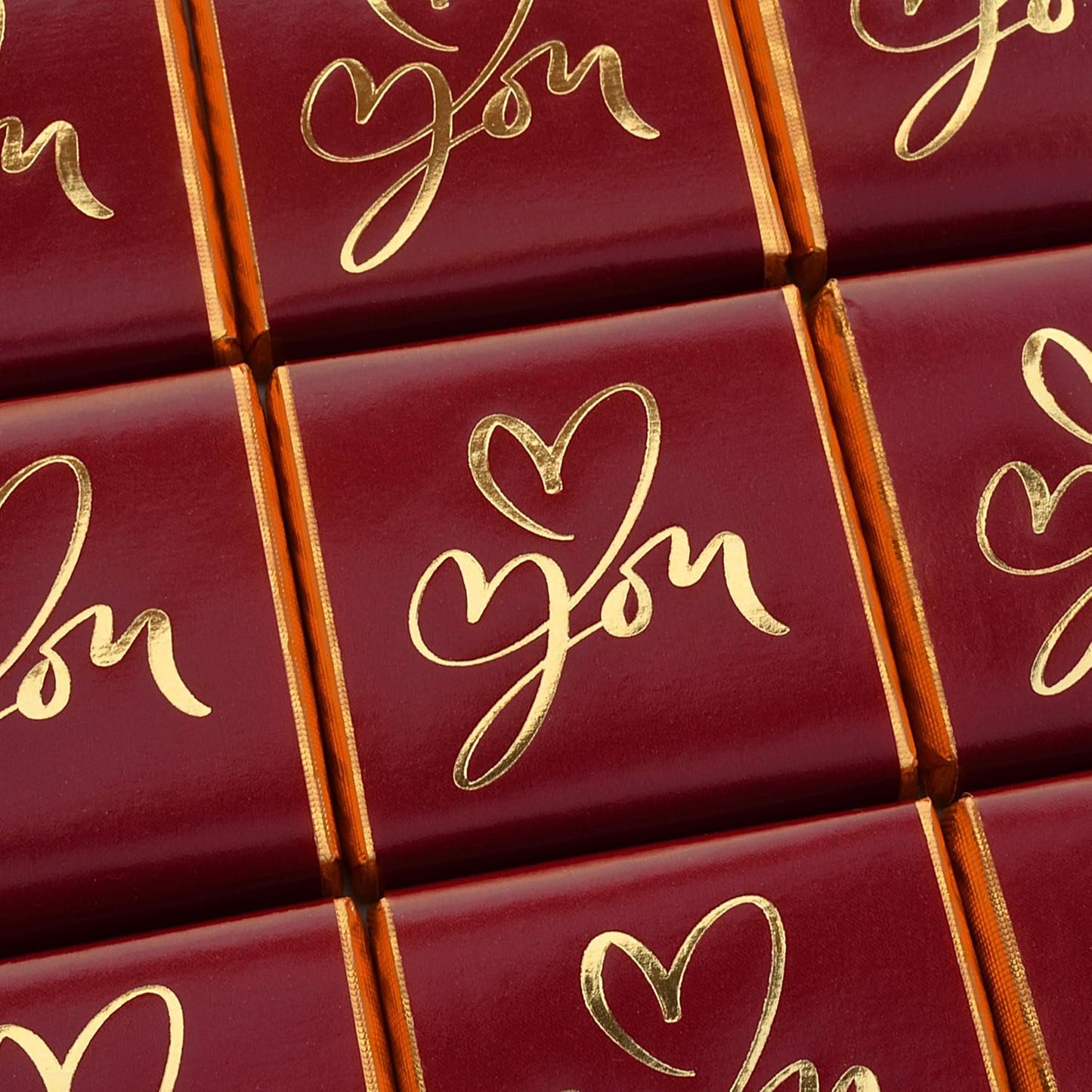 Wyeland Confectionery Love You Heart Milk Chocolate Neapolitans - Valentines Day and Wedding Anniversary Chocolates - Burgundy & Gold - 25 Chocolates