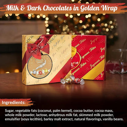 Assorted Lindt Chocolates Gift Box - Luxury Pack of 2 x 287g Selection of Chocolate Truffles Red & Golden Wrapped Chocolate Gifts for Christmas Stockings, Birthday Gifts for Women, Gifts for Couples