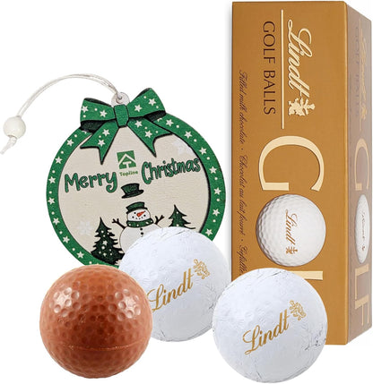 Lindt Chocolates Golf Balls for Mens Gifts - Smooth Hazelnut Filling Golf Balls 110g Chocolates Gift Box with Topline Tree Ornament. Great Christmas Gifts for Women, Stocking Fillers or Birthday Gifts