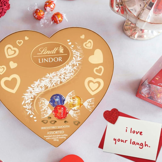 Luxury Chocolate Gift for Valentines Day - Milk Chocolate Heart Shaped Box with Assorted Truffles Gift Box 200g Valentines Gifts for Her or Him, Mum Gifts, Birthday Chocolate with Topline Card