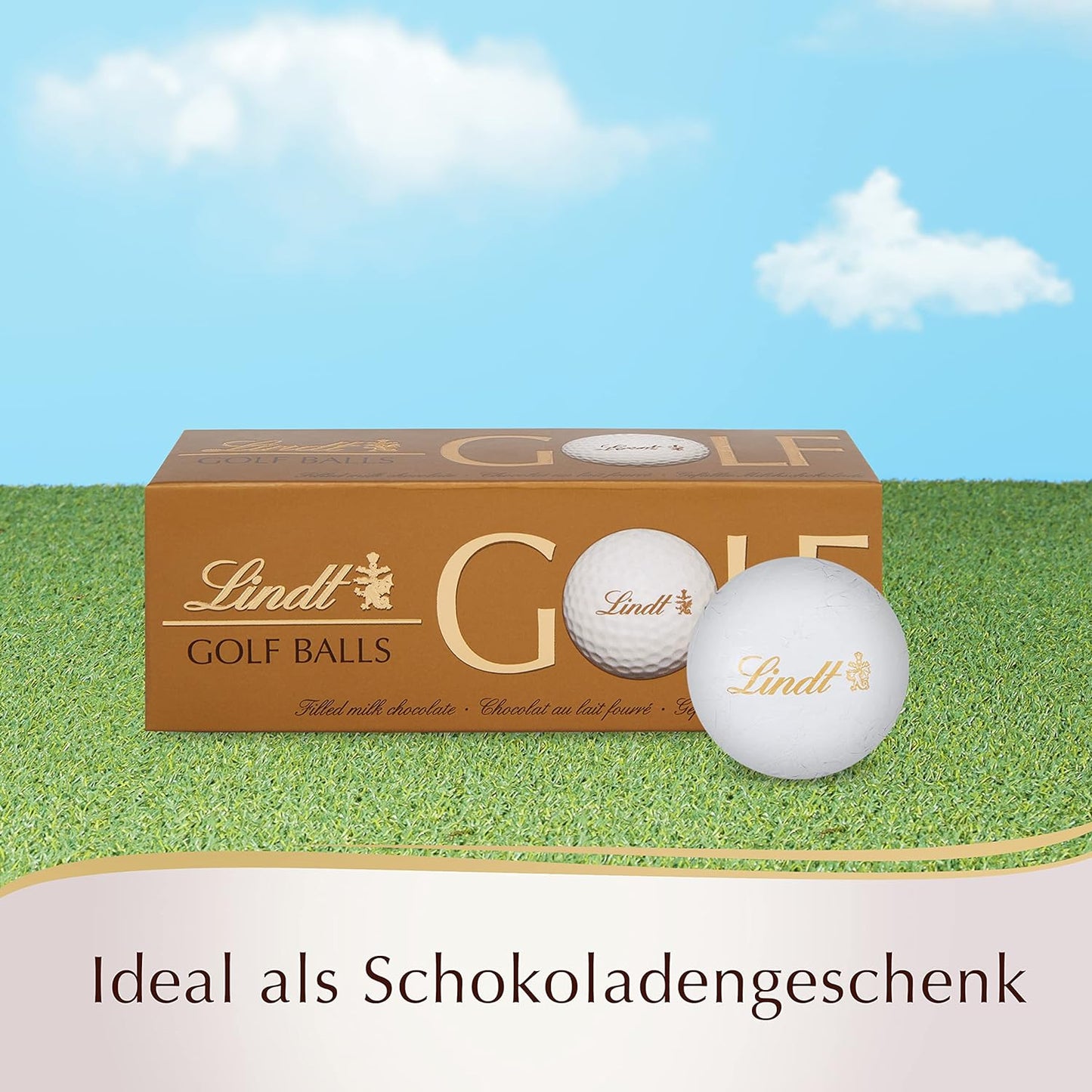 Lindt 3 Milk Chocolate Golf Balls, 110 g - Chocolate Gifts Heaven