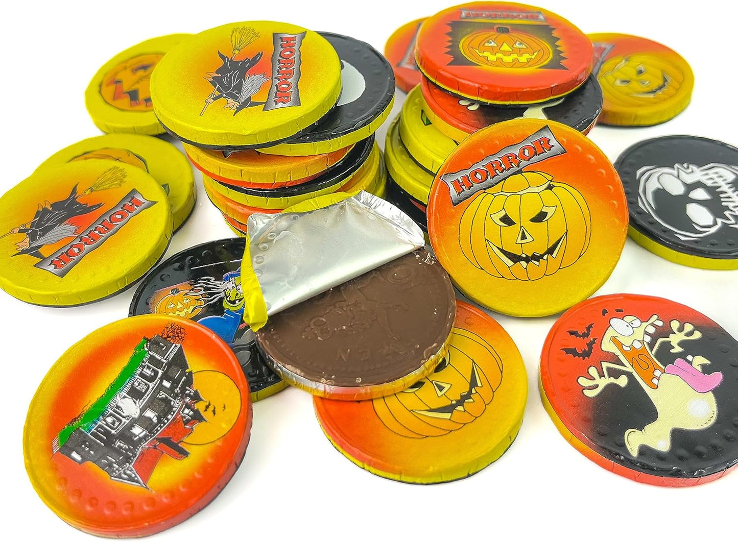 50 Milk Chocolate Halloween Themed Sweets Novelty Chocolate Coins