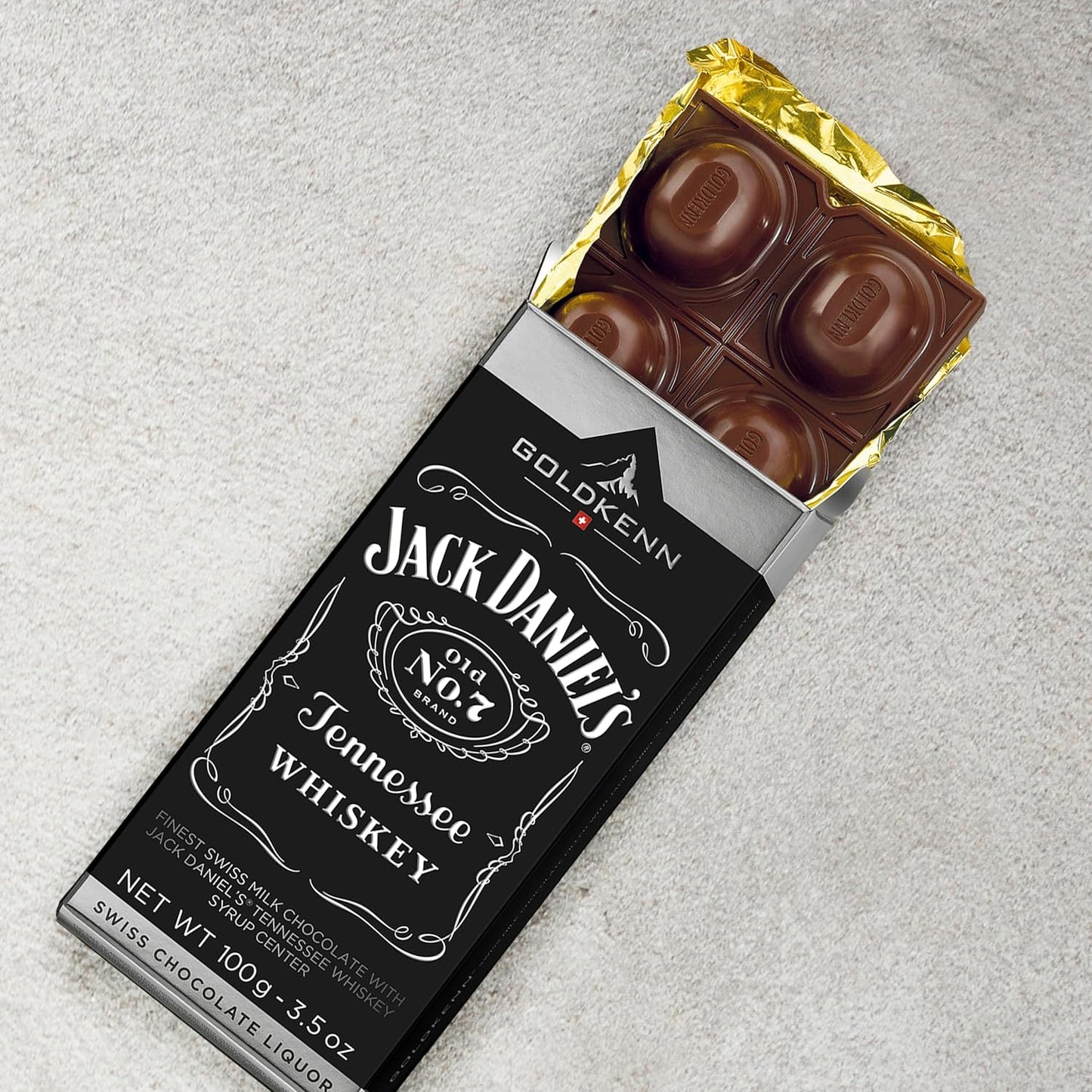 Jack Daniel's Swiss Milk Chocolate Liqueur Bars - 100g Goldkenn Chocolate