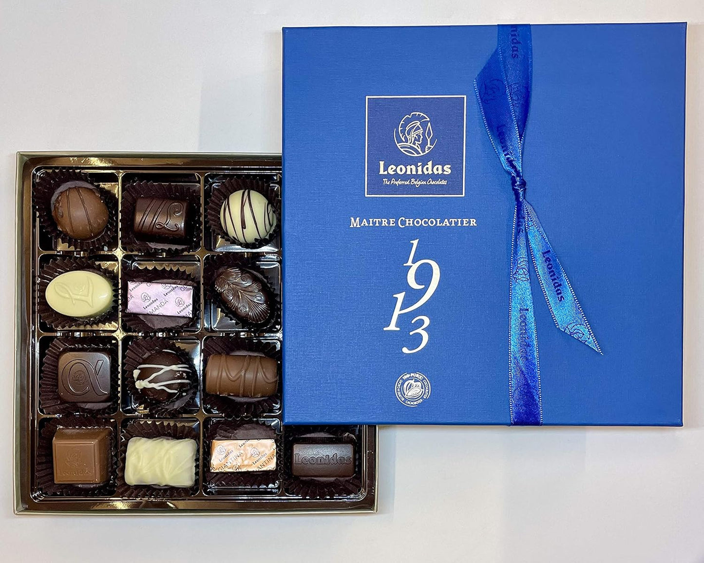 Leonidas Belgian Chocolates: General Assortment Blue Box 16 pc, 245g (Approx) - Chocolate Gifts Heaven