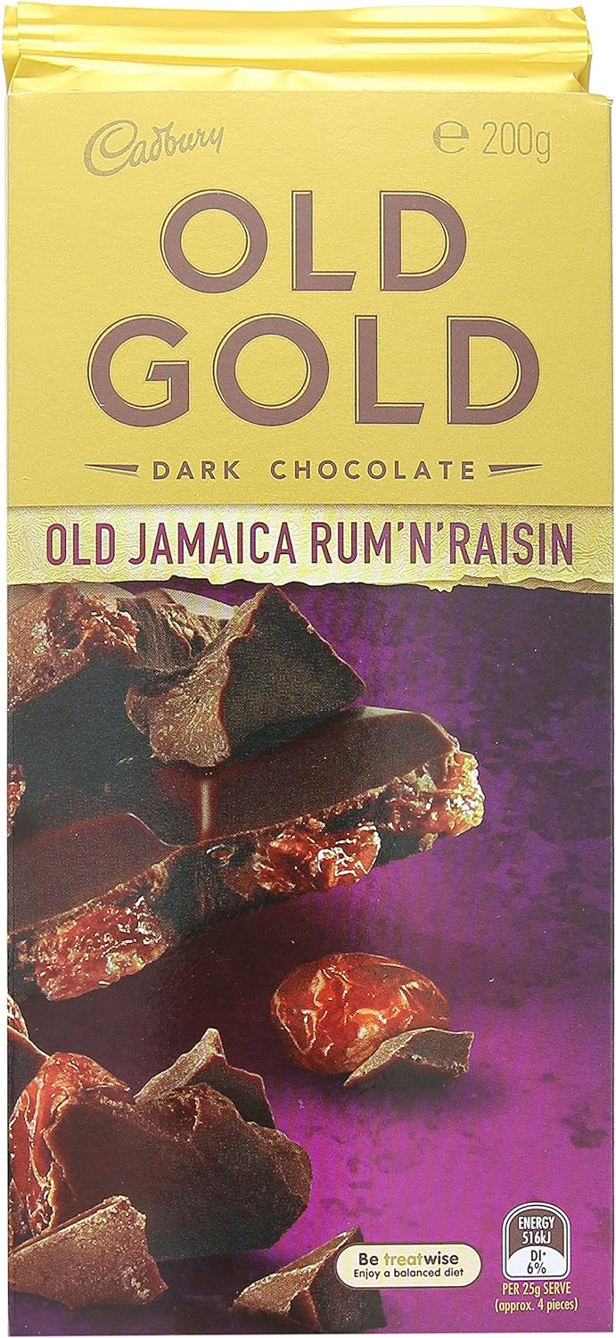 Candy Cadbury Old Gold Jamaica Rum and Raisin Dark Chocolate, 180g