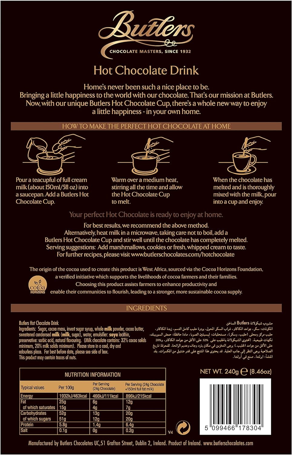 Butlers Hot Chocolate 240 g - Chocolate Gifts Heaven