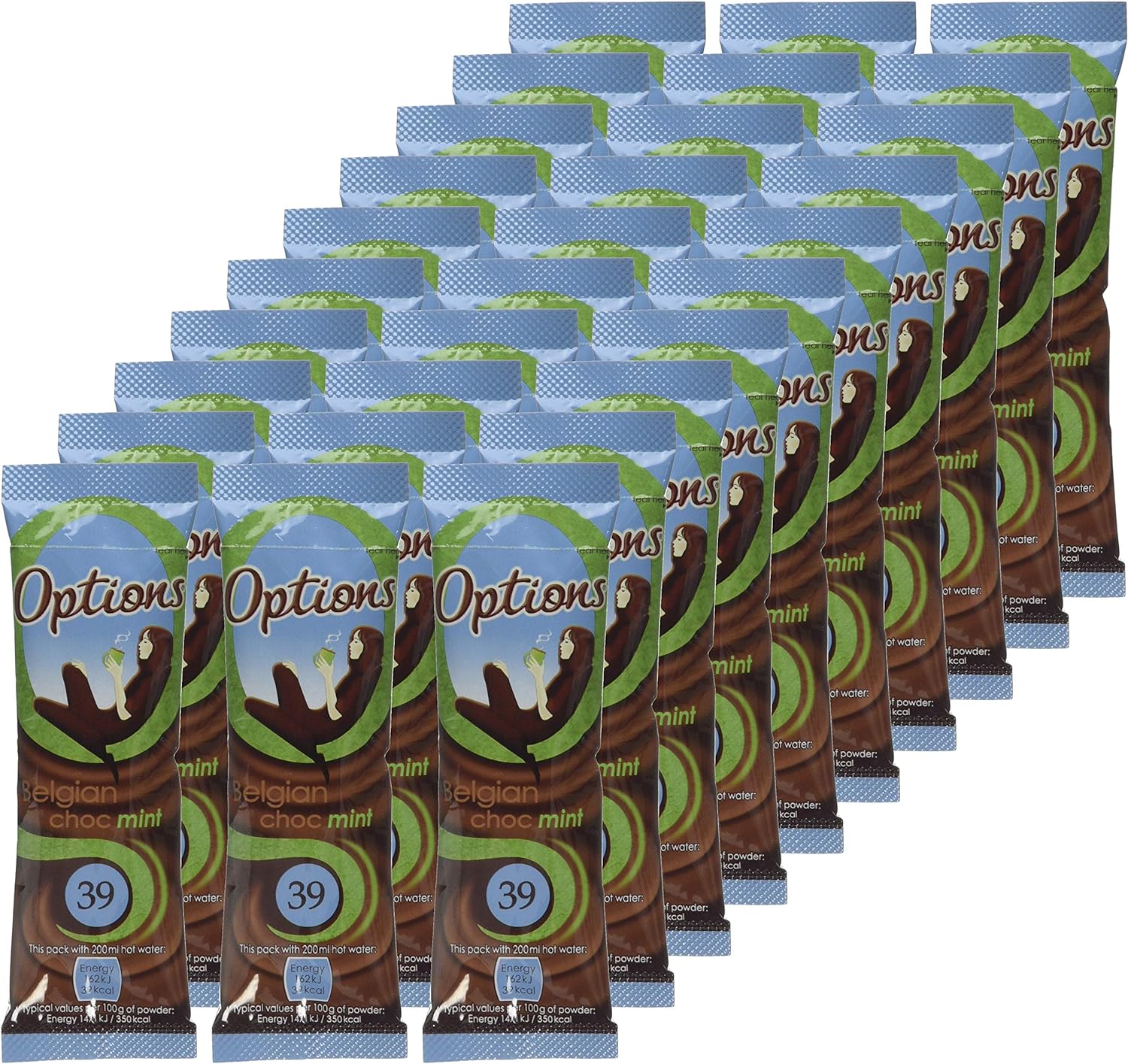 Options Belgian Mint Chocolate Sachets - Pack of 30 - Chocolate Gifts Heaven