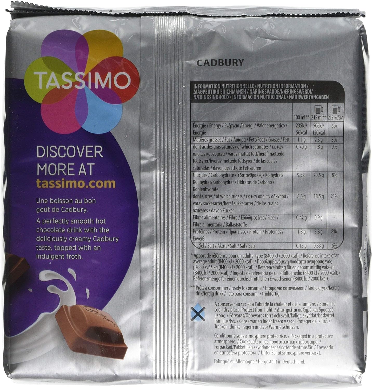 Tassimo Cadbury Hot Chocolate Pods, Pack of 8 - Chocolate Gifts Heaven
