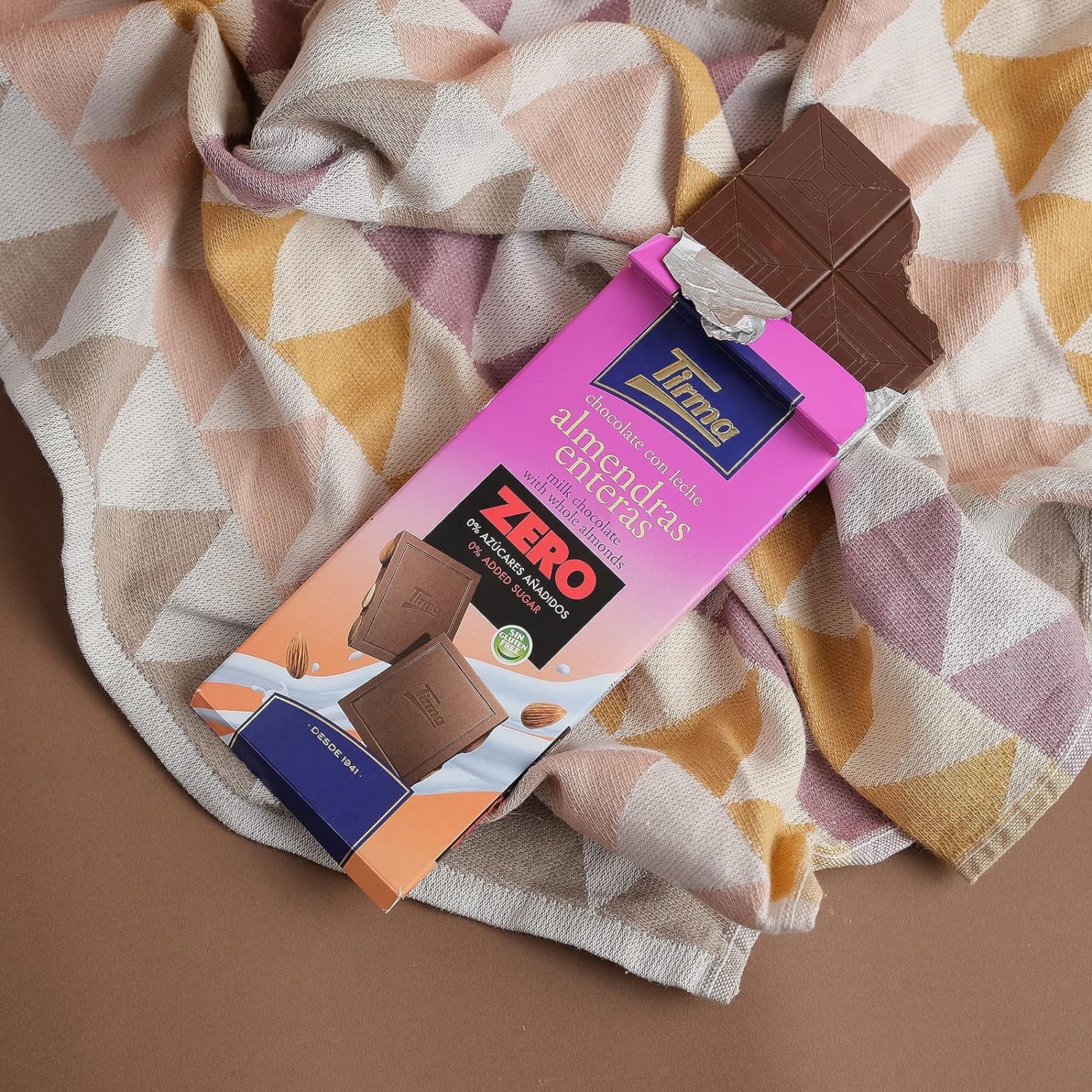 Tirma Zero No Added Sugars Milk Chocolate Bar with Whole Almonds - Chocolate Gifts Heaven