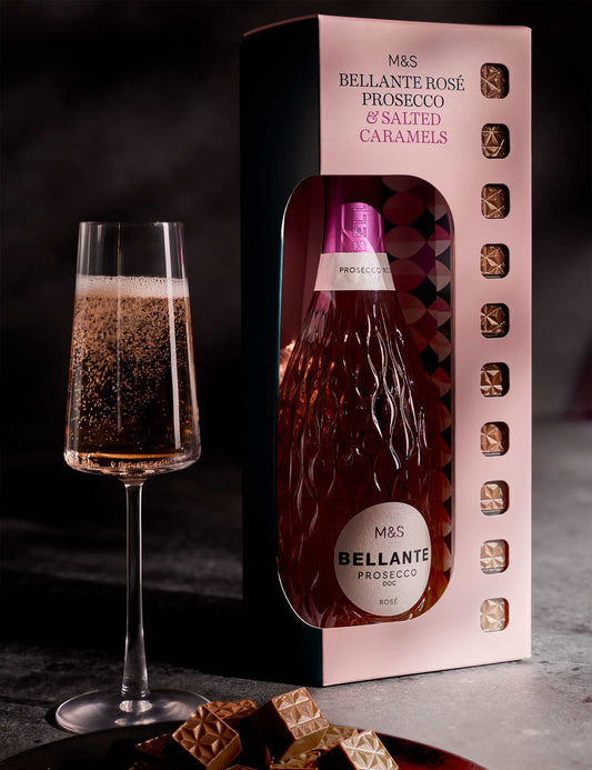 Bellante Rosé Prosecco & Salted Caramels - Chocolate Gifts Heaven