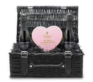 Chocolate and Prosecco 'Love' Small Wicker Gift Hamper - Chocolate Gifts Heaven