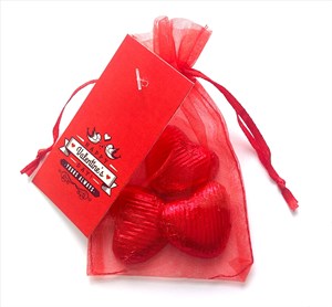 Branded Valentines Organza Bag of Hearts - Chocolate Gifts Heaven