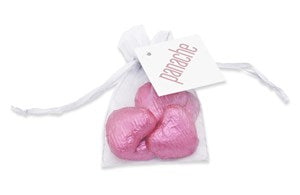 Branded Organza Gift Bag of Chocolate Hearts - Chocolate Gifts Heaven
