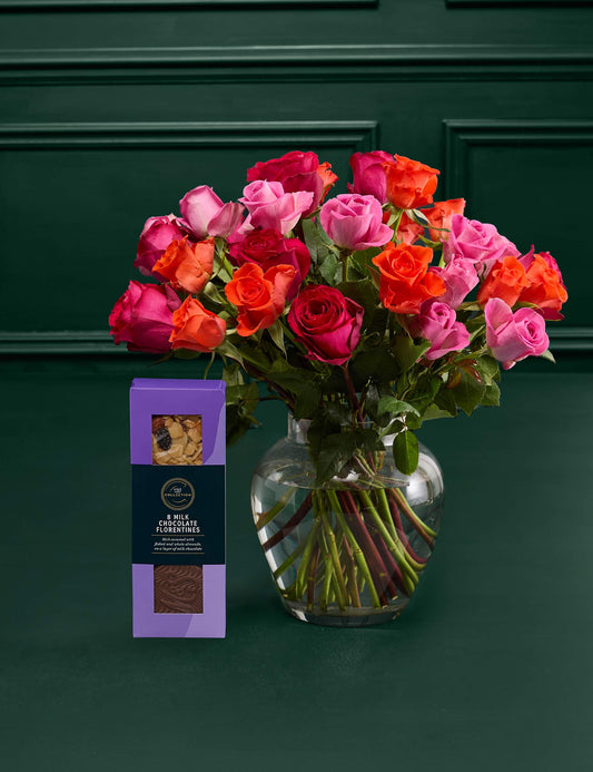 Radiant Rose Abundance with Chocolate Florentines - Chocolate Gifts Heaven