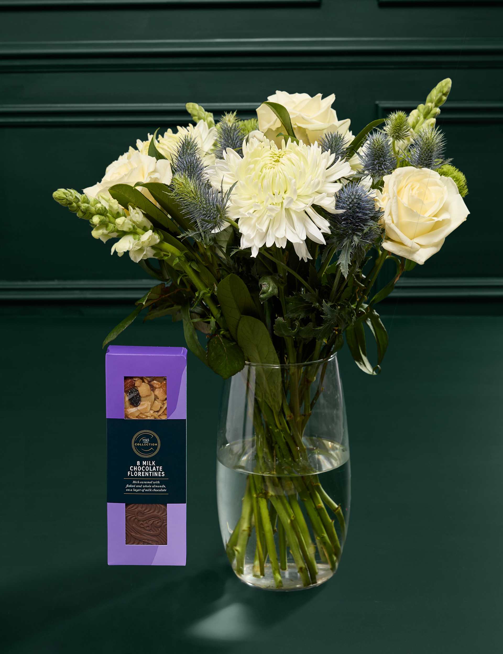 Rose & Thistle Bouquet with Chocolate Florentines - Chocolate Gifts Heaven