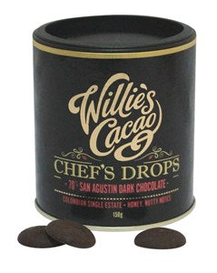 Willie's, Chef's Dark Chocolate Drops, San Agustin 70% - Chocolate Gifts Heaven