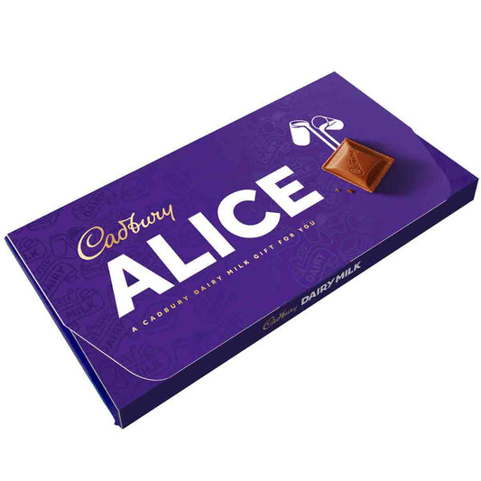 Cadbury Alice Dairy Milk Chocolate Bar with Gift Envelope - Chocolate Gifts Heaven