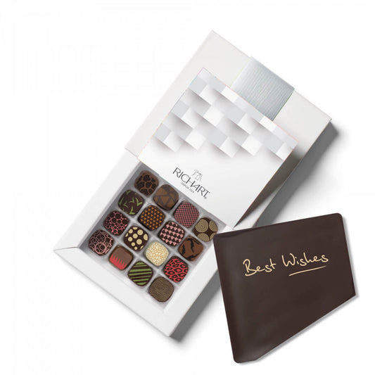 Chocolate corporate gifts Gourmet chocolates delivered with a standard chocolate message card