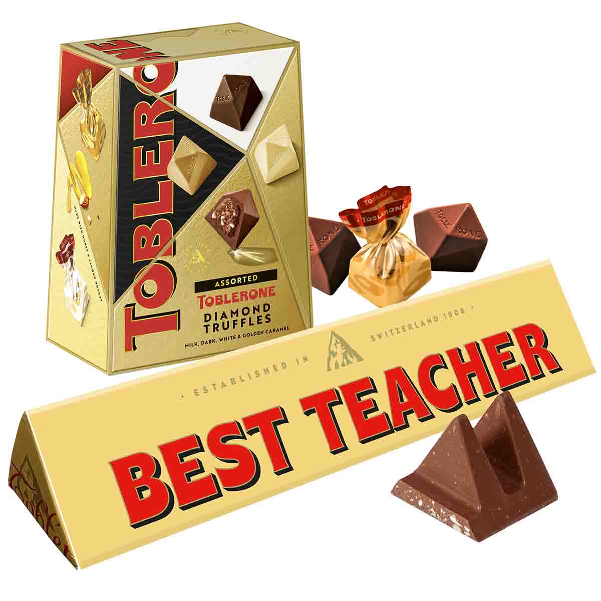 Best Teacher Toblerone Bar & Truffles Chocolate Bundle