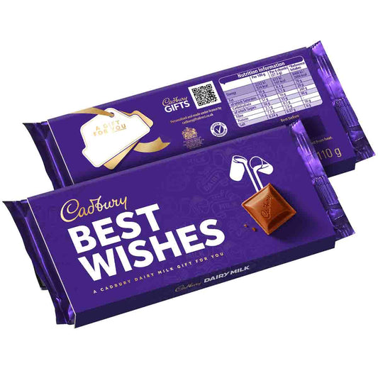 Cadbury Best Wishes Dairy Milk Chocolate Bar with Sleeve 110g - Chocolate Gifts Heaven