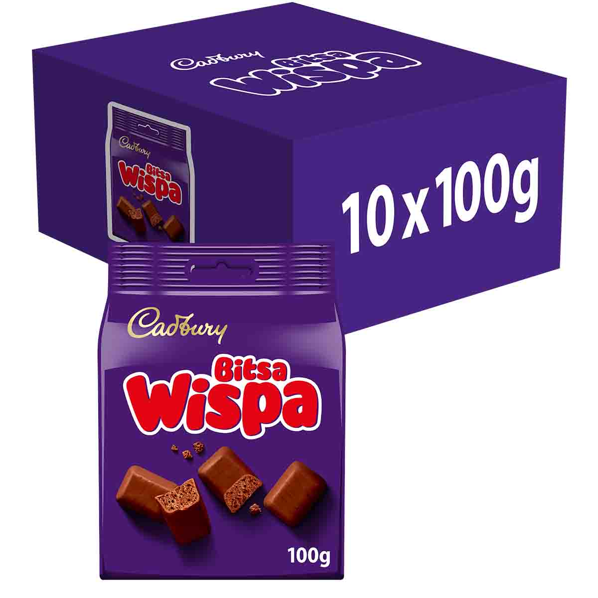 Cadbury Bitsa Wispa Chocolate Bag 100g (Box of 10)