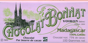 Bonnat, Madagascar, 100% Criollo, 75% dark chocolate bar - Chocolate Gifts Heaven