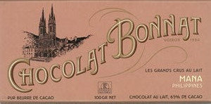 Chocolat Bonnat chocolate bar packaging with brand name and castle illustration