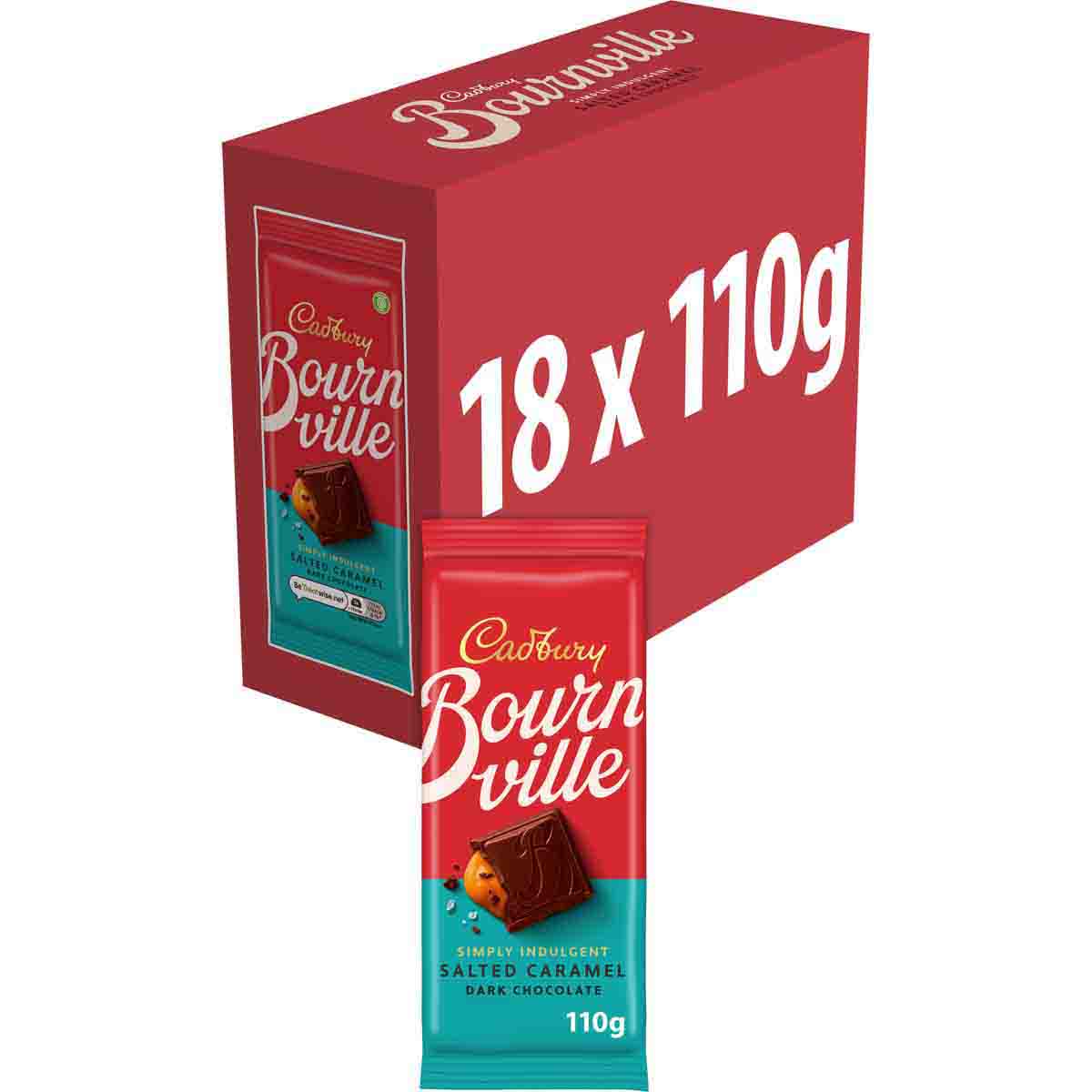 Cadbury Bournville Salted Caramel Dark Chocolate Bar 110g (Box of 18)