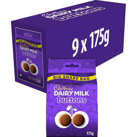 Dairy Milk Buttons Chocolate Big Share Bag 175g (Box of 9)